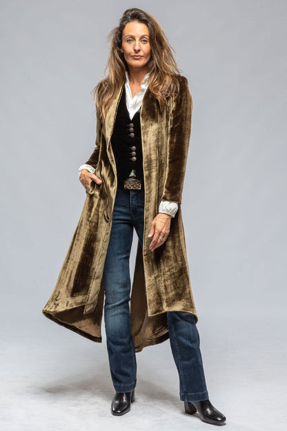 Velvet Long Split Long Coat Gold