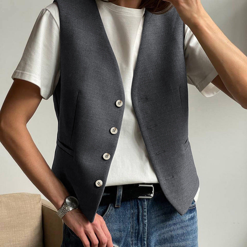 Grey Sleeveless Two Piece Set