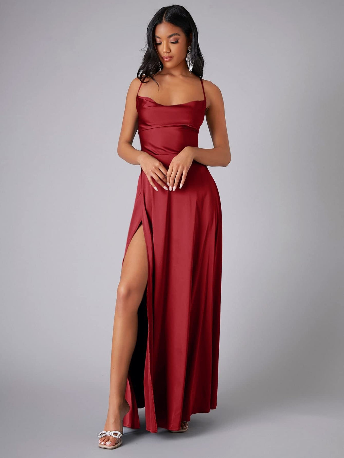 Solid Sexy Special Occasion Dress Red