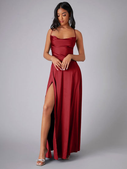 Solid Sexy Special Occasion Dress Red