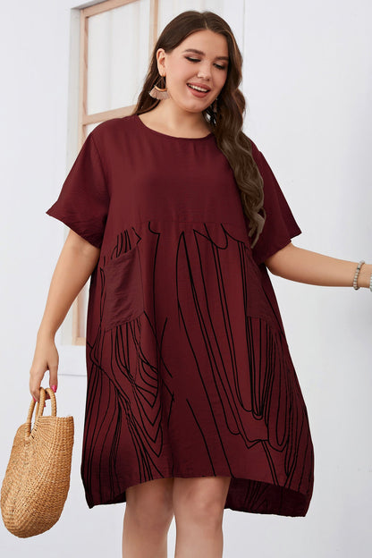 Curvy Casual Sexy Day Dress Jujube Red
