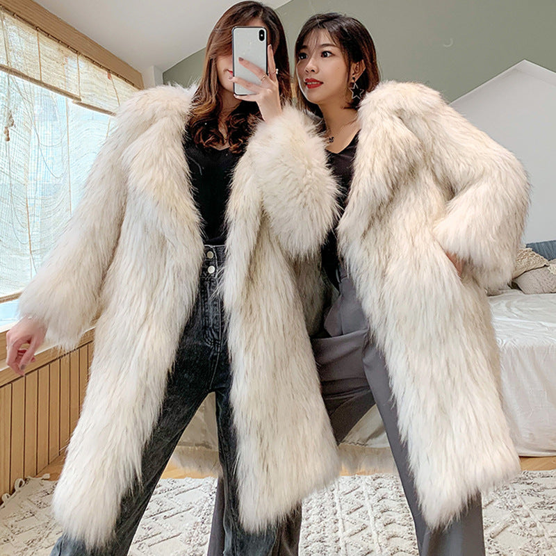 Raccoon Fur Loose Trench Coat