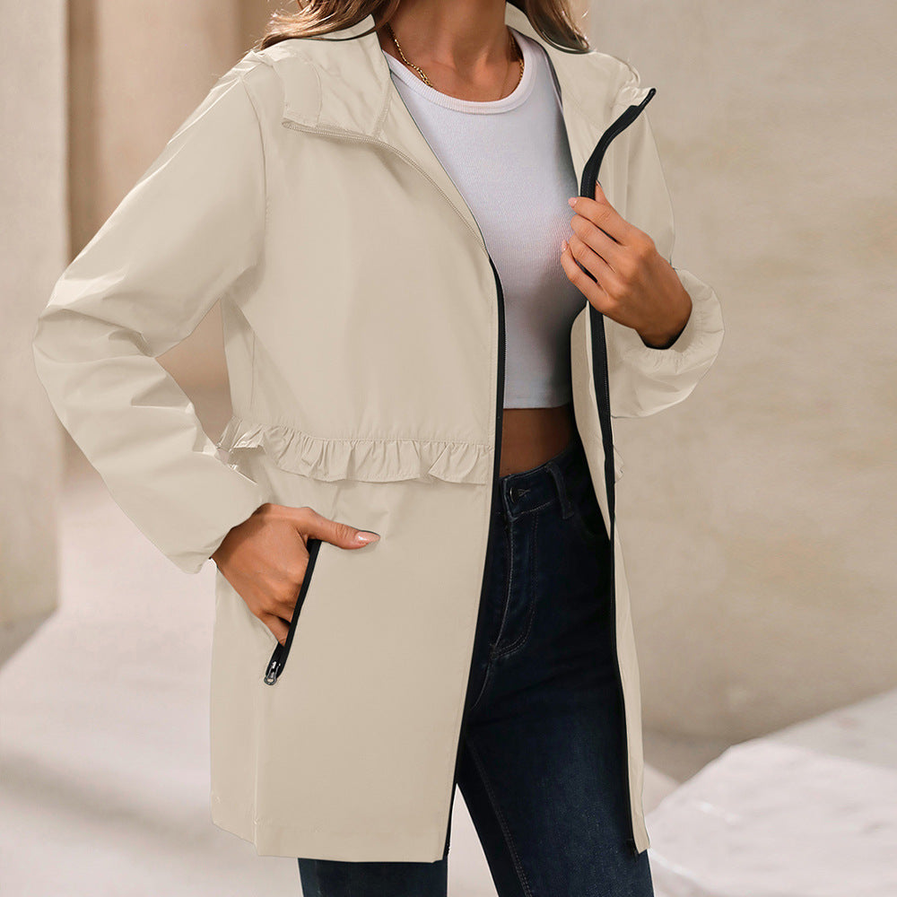 Rainproof Hooded Jacket Apricot
