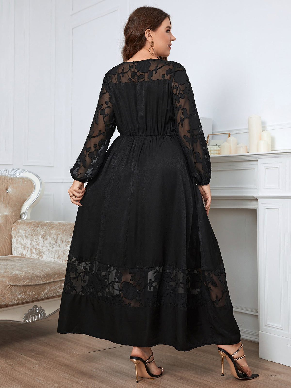Formal Black Plus Size Ankle Length Dress