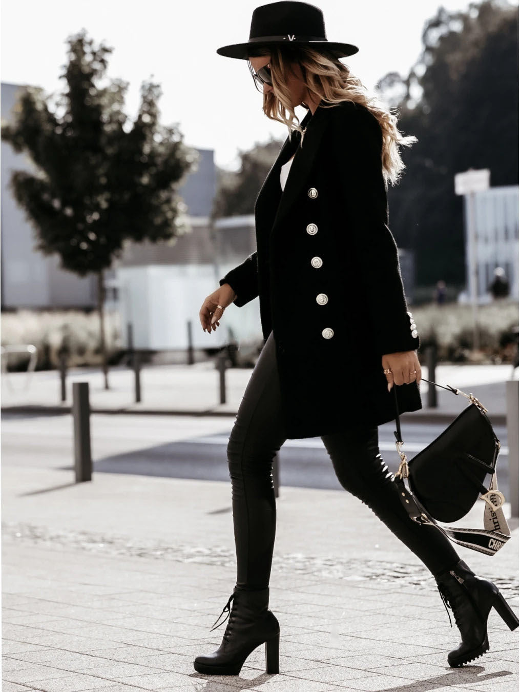 Clidress Frenchy Double Breasted Lapel Neck Overcoat