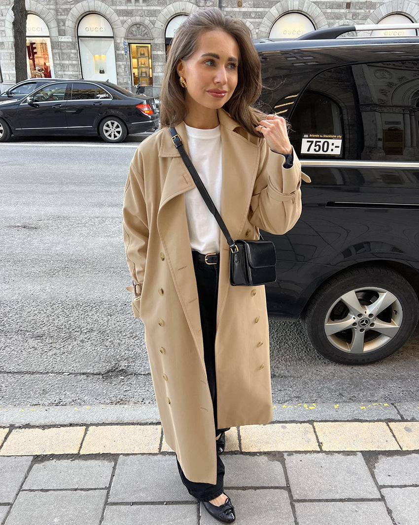 Khaki Double Breasted Trench Coat