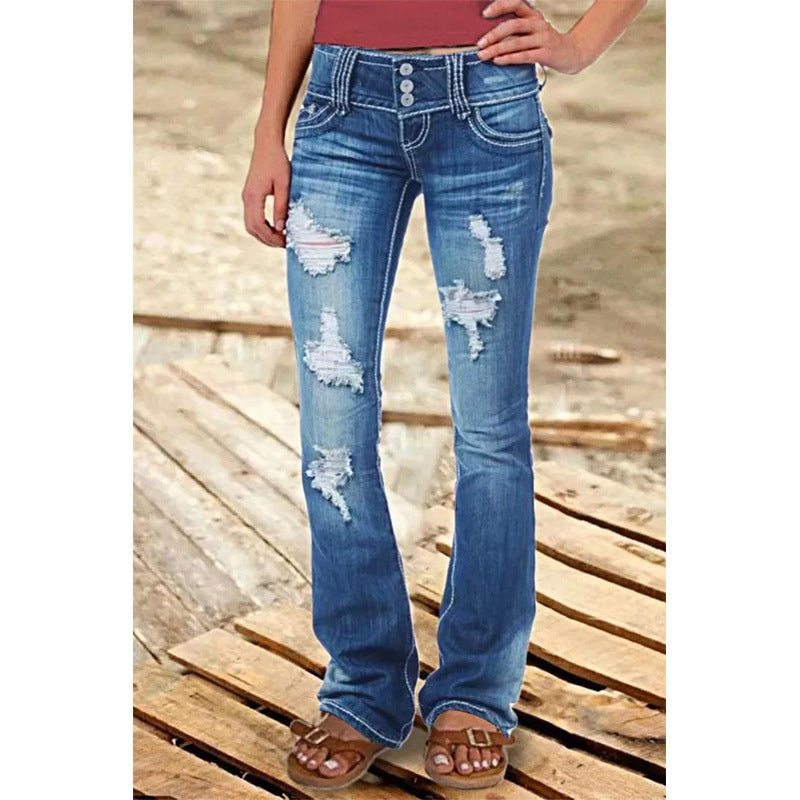 Billie Low Waist Ripped Jeans Smalt Holes