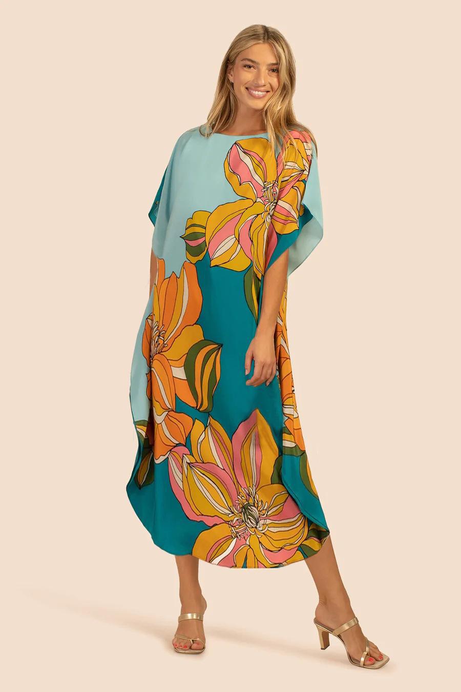 Stella Printed Kaftans One Size Yellow Flowers