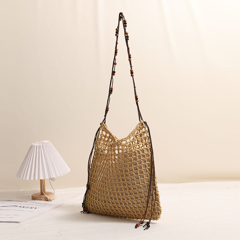 Casual Versatile Cotton Rope Cutout Rope Shoulder Bag