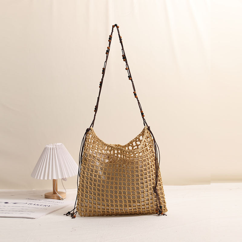 Casual Versatile Cotton Rope Cutout Rope Shoulder Bag