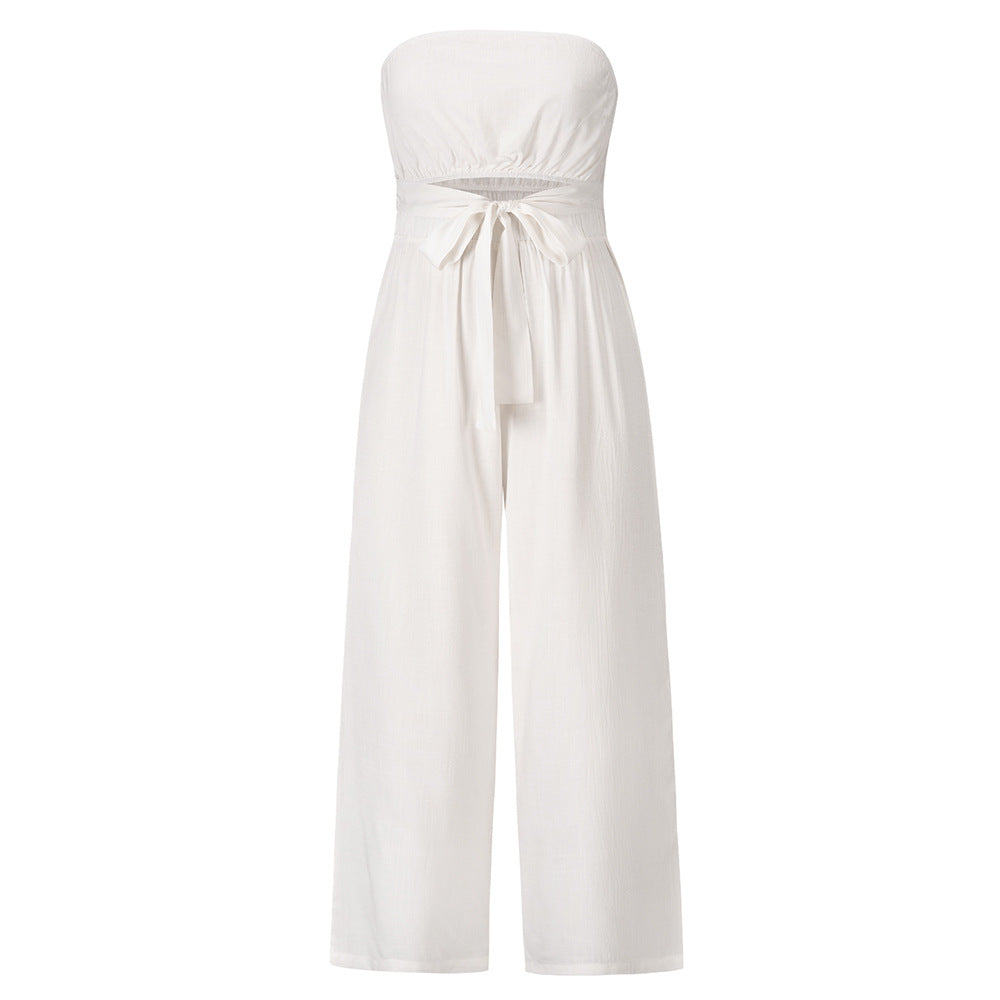 Sexy Backless Slim Fit Jumpsuit white