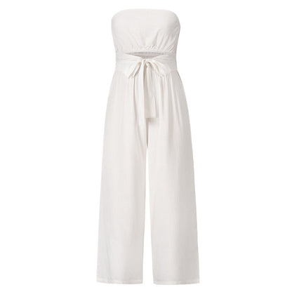 Sexy Backless Slim Fit Jumpsuit white