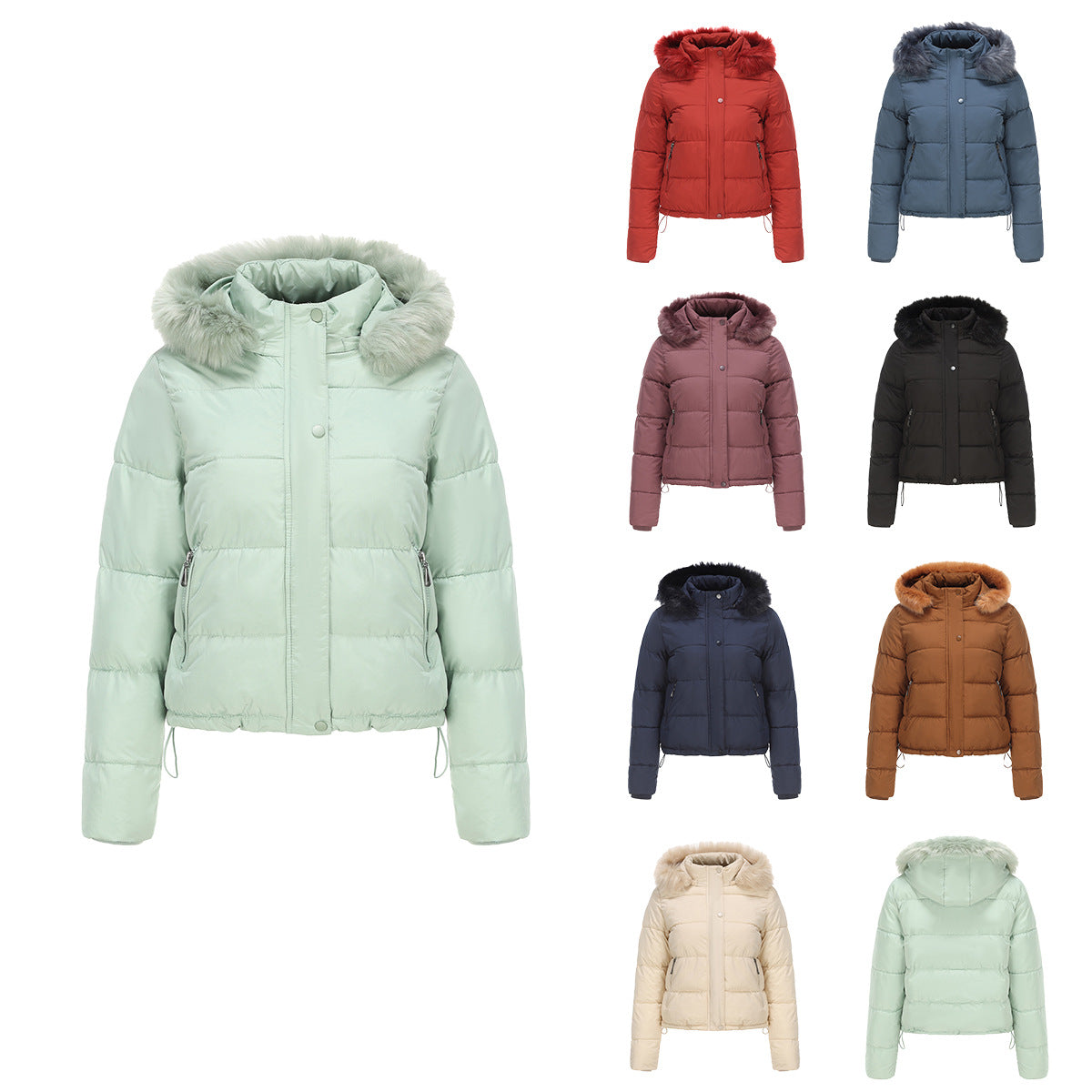 Long Sleeves Cotton Padded Hooded Jacket