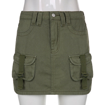 Solid Color Low Waist Slim Fit Skirt