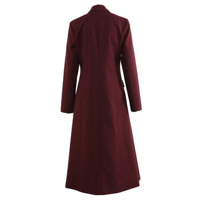 Angola Red Mid-Length Blazer Trench Coat