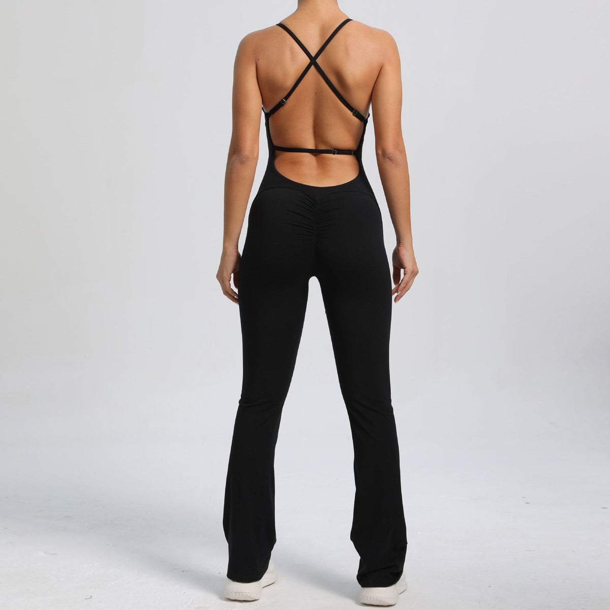 Open Back Sporty Jumpsuit Black