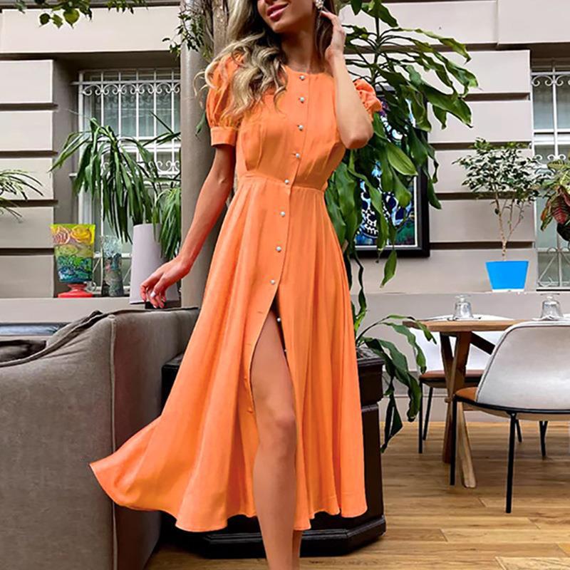Solid Color Maxi Dress Orange