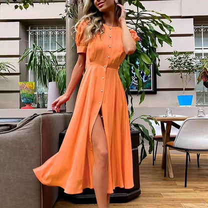 Solid Color Maxi Dress Orange