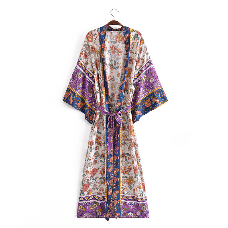 Harper Printed Kimono Cardigan White