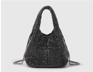 Studded Rhinestone Messenger Bag Handbag One Size Black