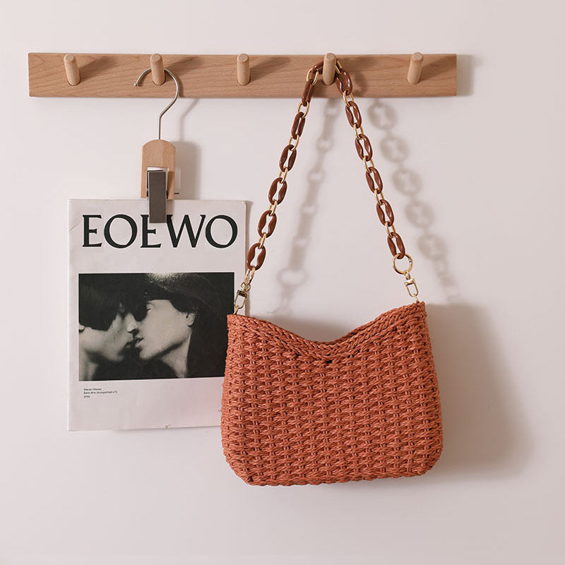 Hand Crochet Woven Bag Shoulder Mini Messeneger Bag One Size New Year Crescent Red