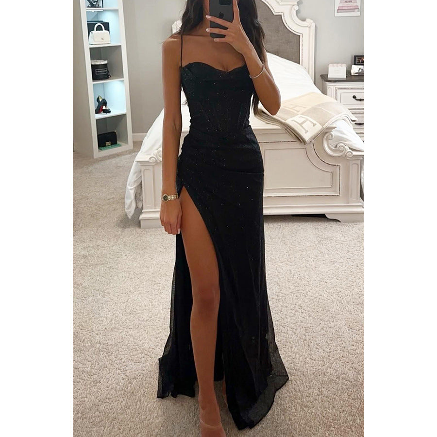 Formal High Split Sexy Gown Black