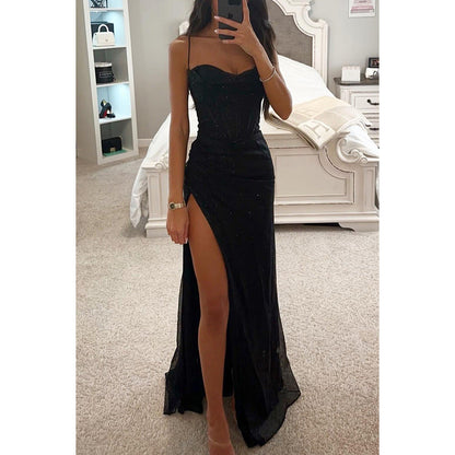 Formal High Split Sexy Gown Black
