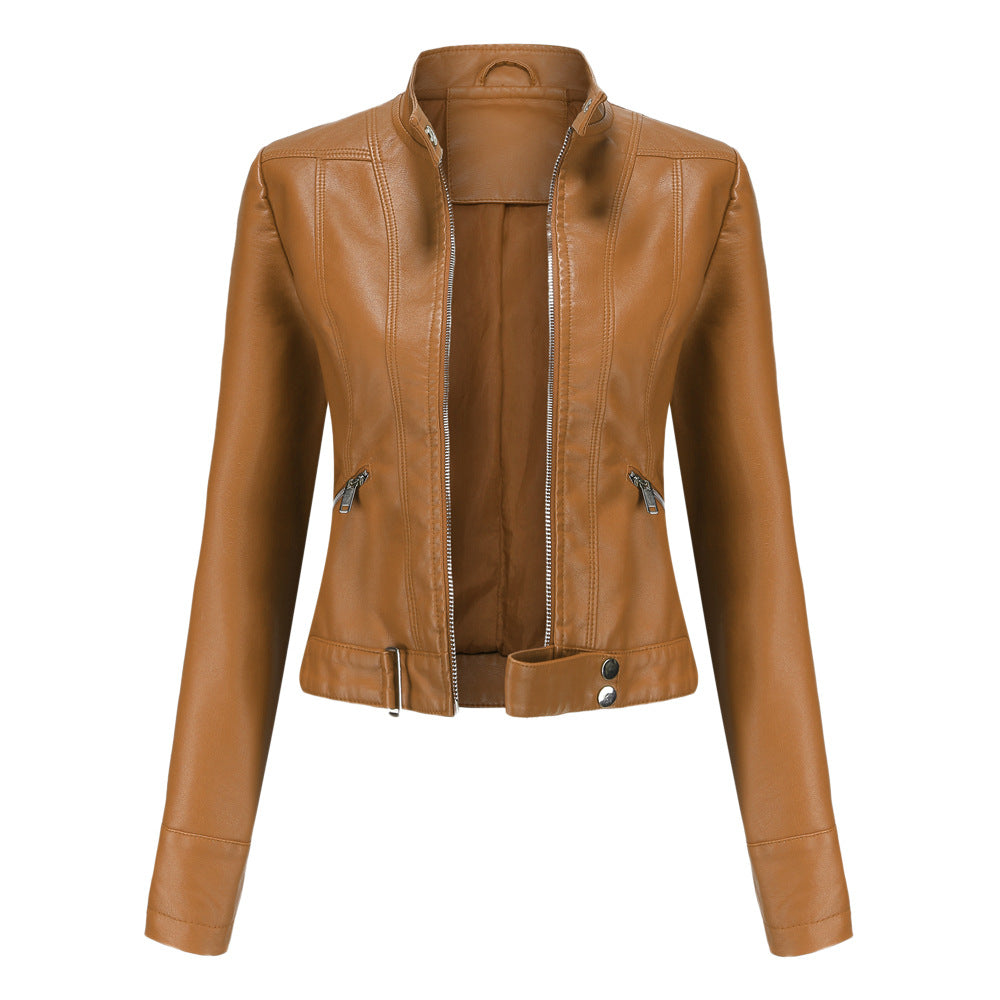 Motorcycle Jacket Faux Leather camel