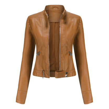Motorcycle Jacket Faux Leather camel