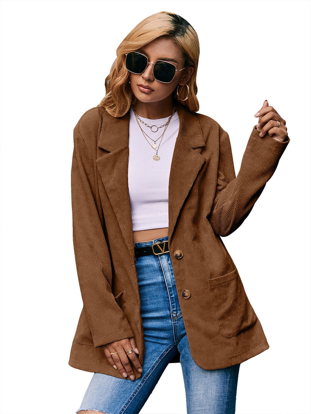 Corduroy Single-Breasted Blazer