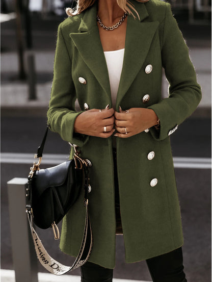 Clidress Frenchy Double Breasted Lapel Neck Overcoat