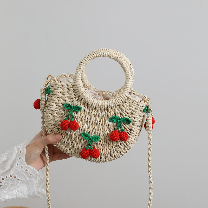 Woven Tote Strawberry Cross Body Bag One Size Cherry Mini Size