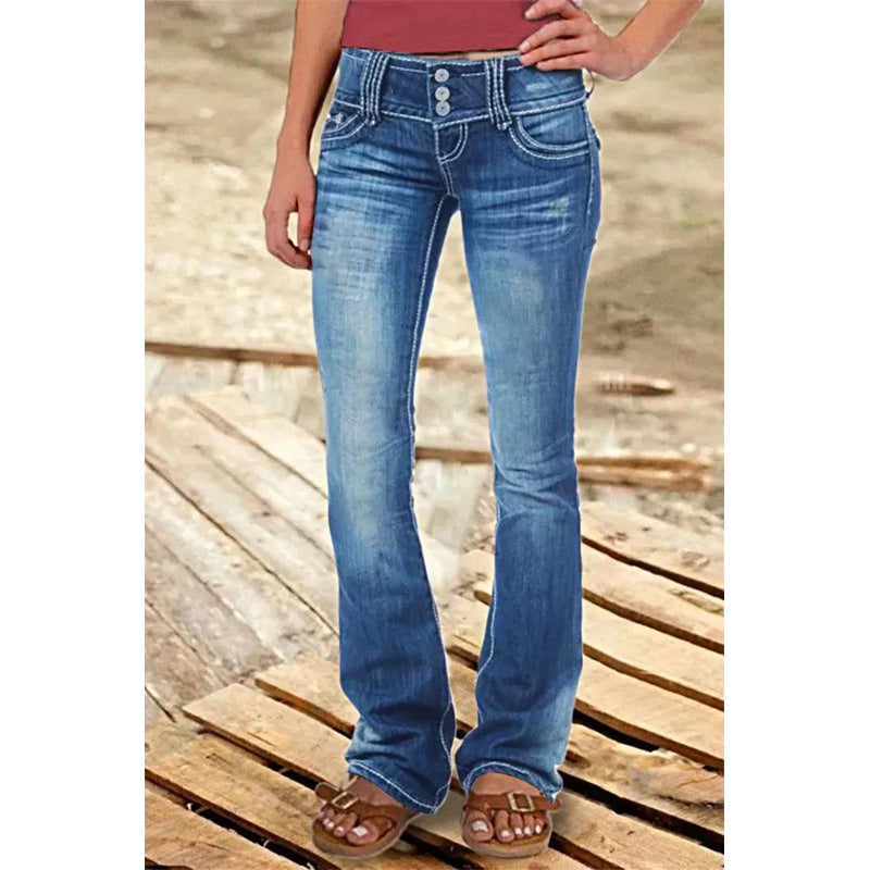 Billie Low Waist Ripped Jeans Smalt
