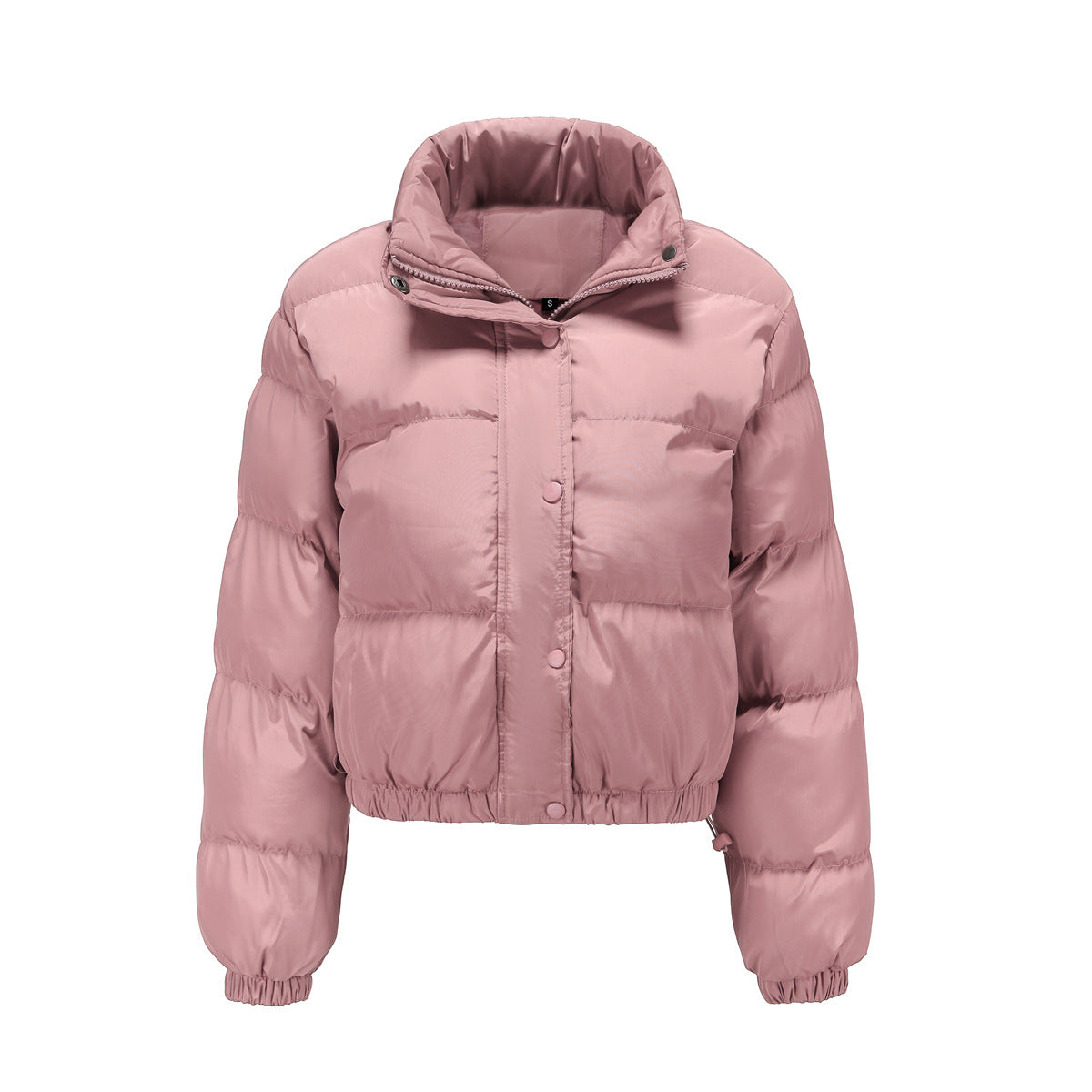 Long Sleeve High Collar Padded Jacket Pink