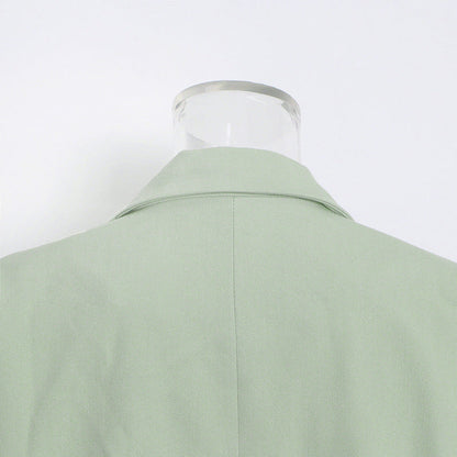 Matcha Green Slim Trench Coat Blazer