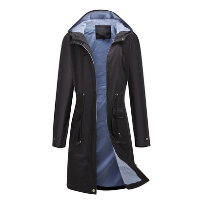 Waterproof Hooded Long Coat Black