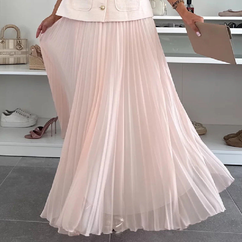 Clidress Camellia Vest & Mesh Pleated Skirt Set