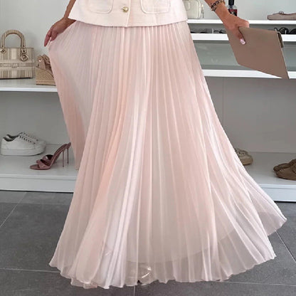 Clidress Camellia Vest & Mesh Pleated Skirt Set