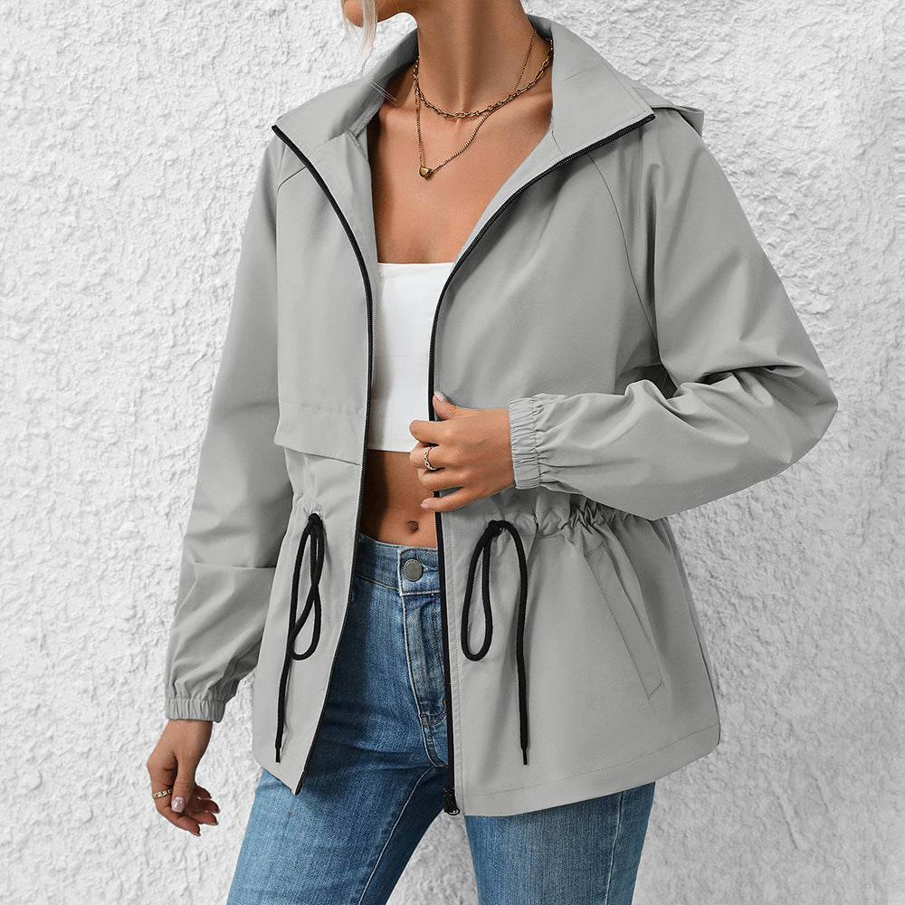 Waterproof Hooded Raincoat Jacket Gray
