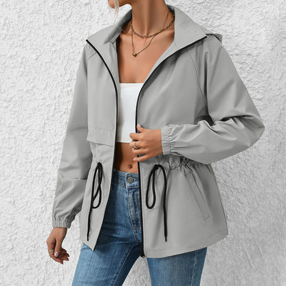 Waterproof Hooded Raincoat Jacket Gray