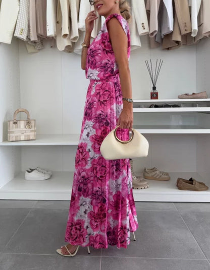 Clidress Top & Pleated Wide Leg Pants Set