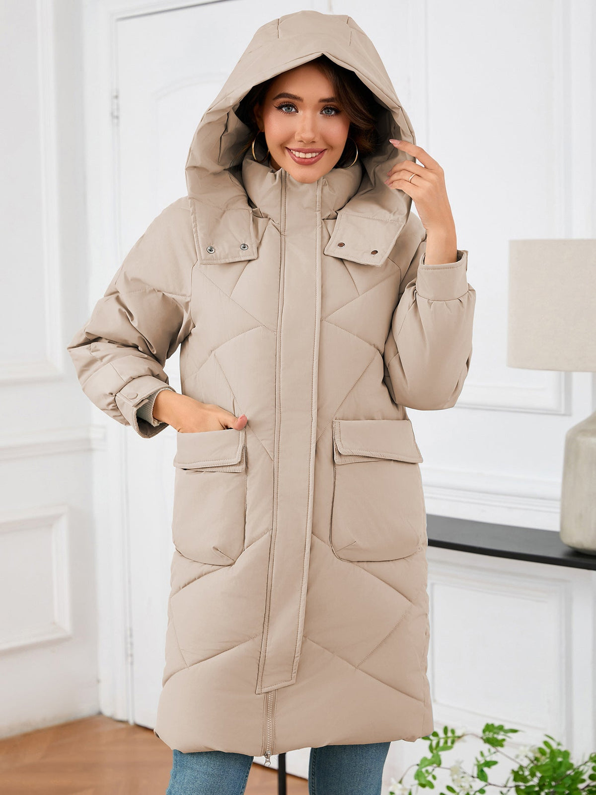 Hooded Slim-Fit Thermal Padded Coat