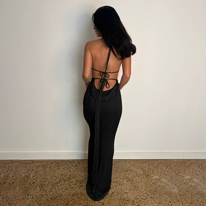 Women Clothing Summer Sexy Lace up Tube Top Slim Pleated Skirt Set L Black