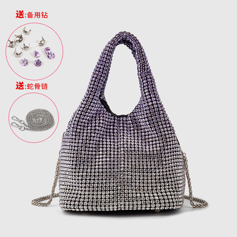 Studded Rhinestone Messenger Bag Handbag One Size Intense Purple