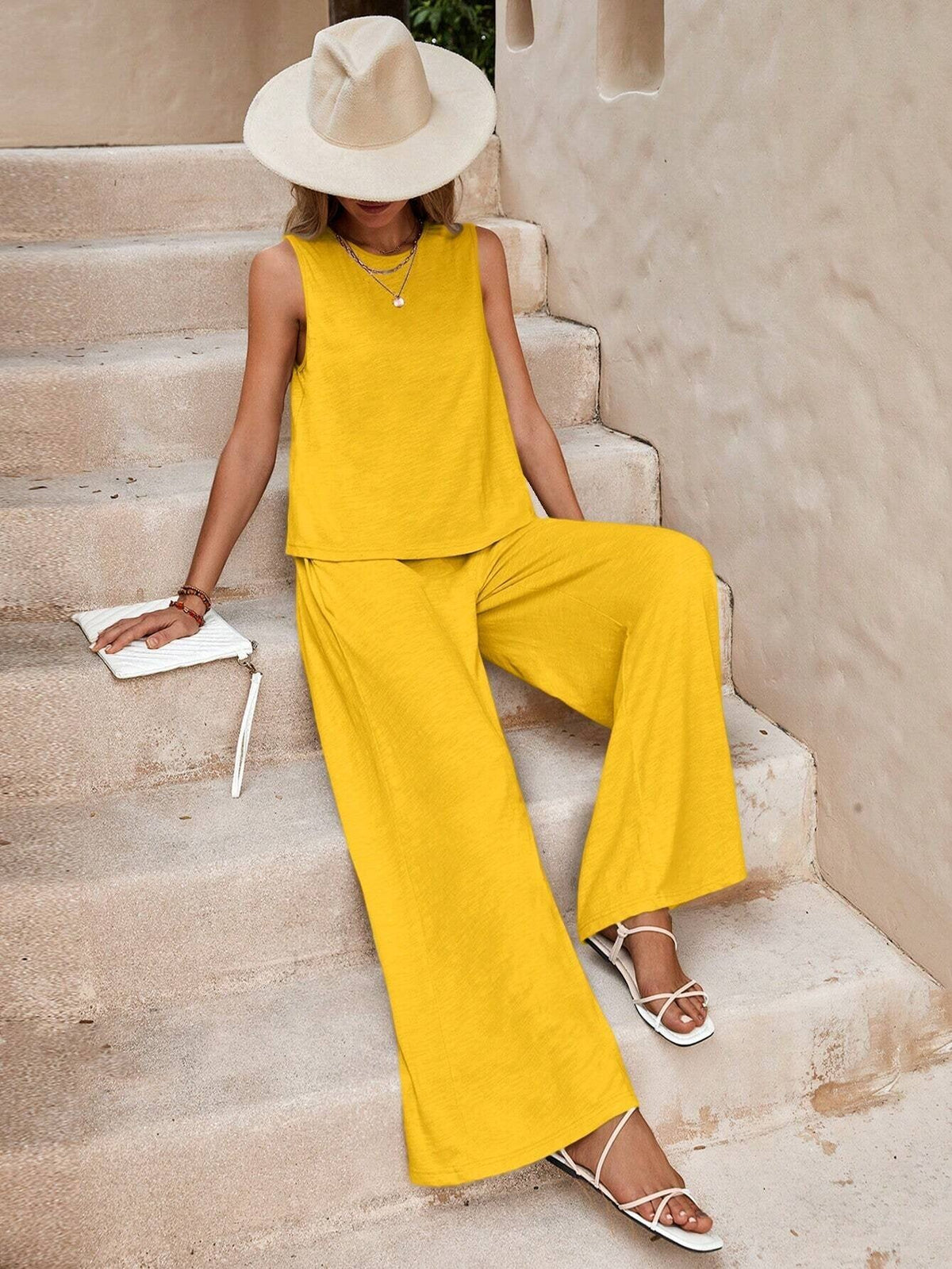 Two Piece Women's Versatile Set Yellow