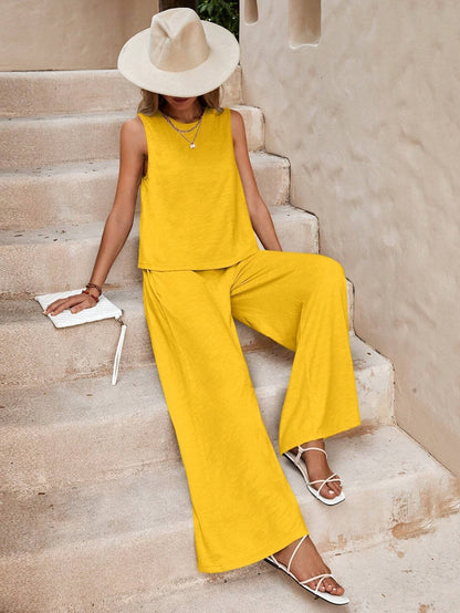 Two Piece Women's Versatile Set Yellow