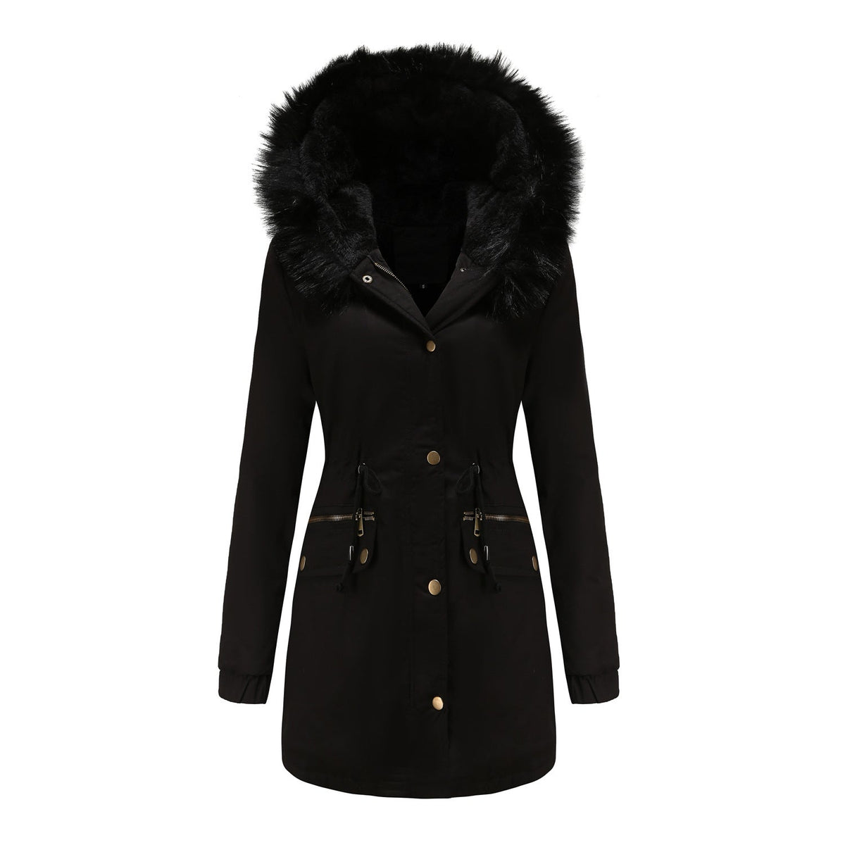 Fleece Lined Parka Coat with Fur Trims