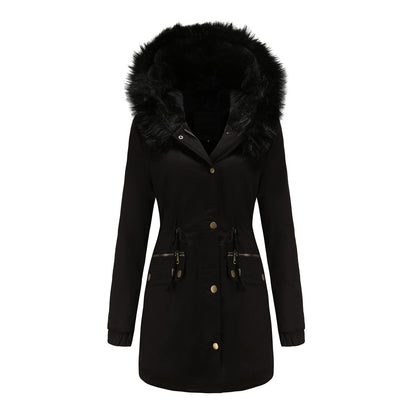 Fleece Lined Parka Coat with Fur Trims