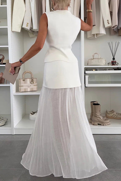 Clidress Fashion Vest & Chiffon Skirt Set