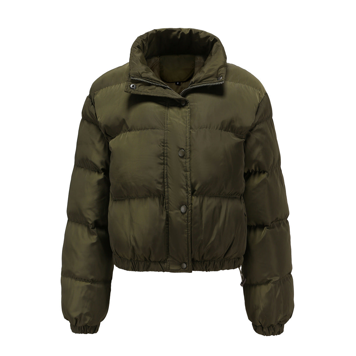 Long Sleeve High Collar Padded Jacket Army Green